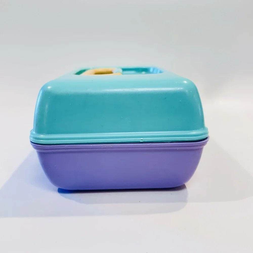 Vintage Caboodles Makeup‎ Case Flip Out Trays w Mirror 90s Purple Teal